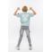 No Way Monday T-shirt met backprint lichtblauw