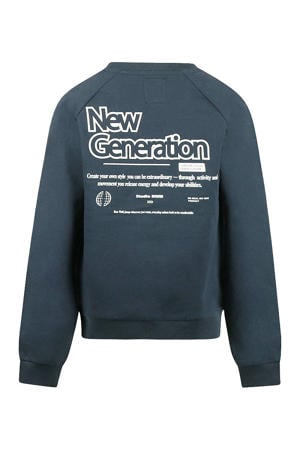 sweater met backprint donkerblauw
