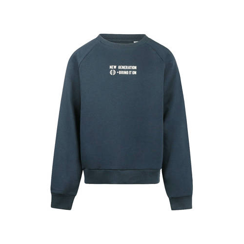 No Way Monday sweater met backprint donkerblauw afbeelding