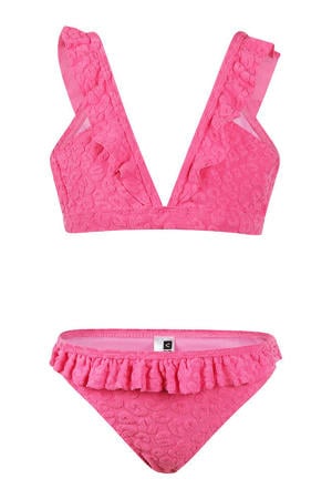 triangel bikini met panterprint roze