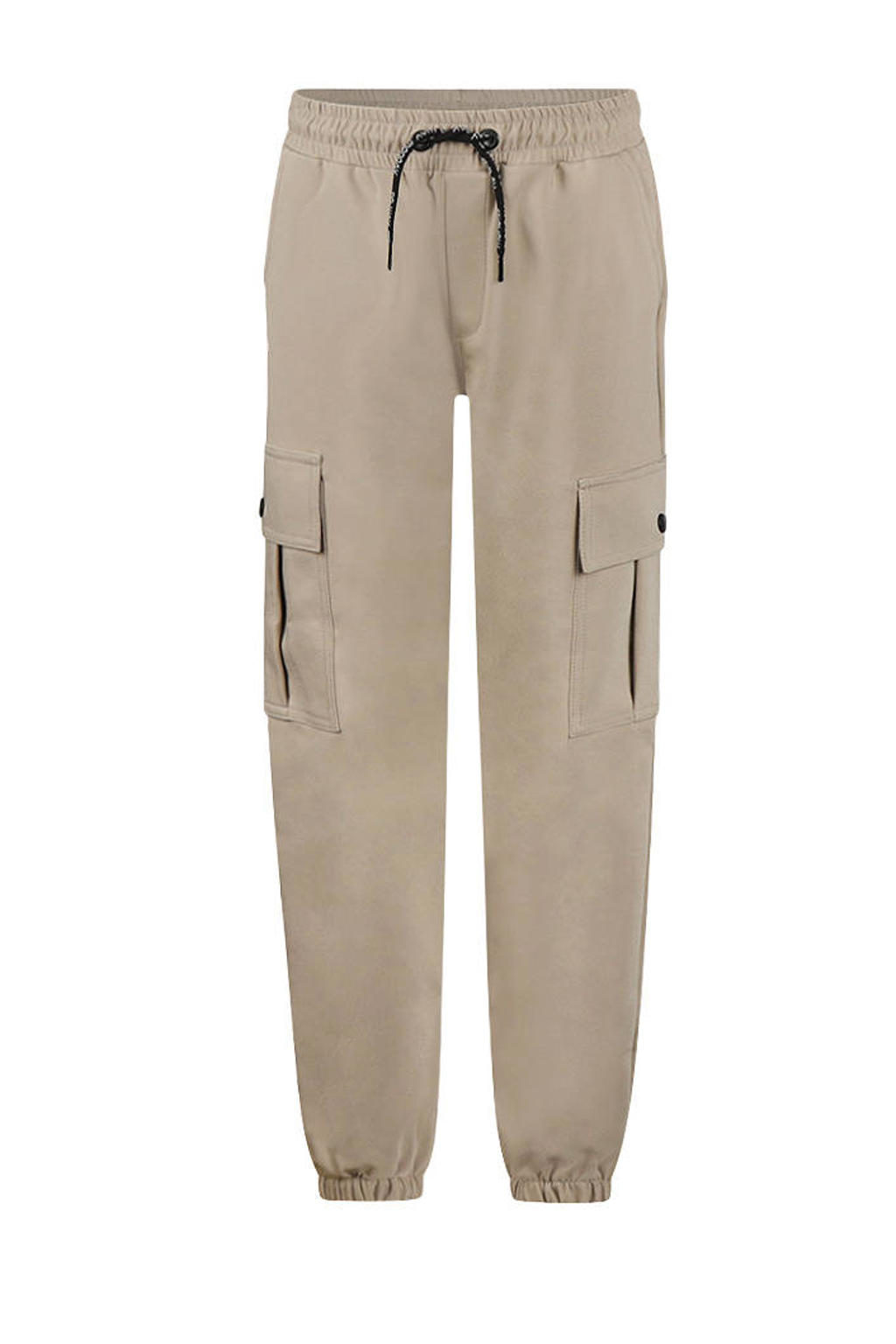 Beige jongens No Way Monday regular waist cargobroek van polyamide met loose fit, elastische tailleband met koord en effen