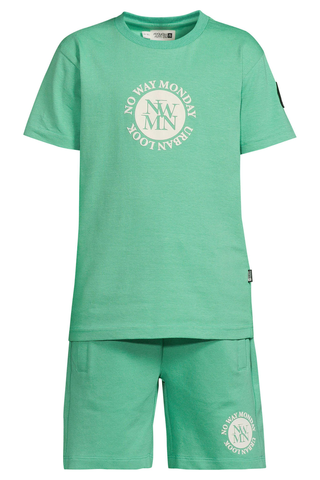 No Way Monday T-shirt + sweatshort groen