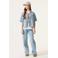 Garcia gestreepte blouse light blue denim