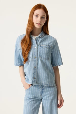 gestreepte blouse light blue denim