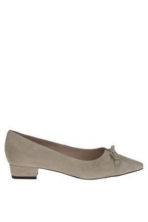 suède pumps met lage hak taupe