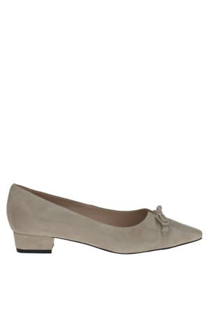suède pumps met lage hak taupe