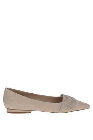 leren loafers met strass taupe