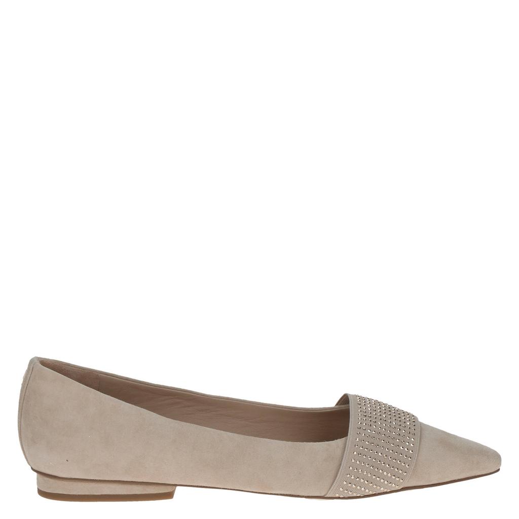 Taupe dames Peter Kaiser leren loafers met strass