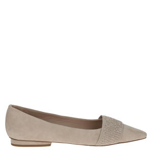 leren loafers met strass taupe