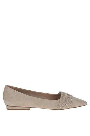 leren loafers met strass taupe