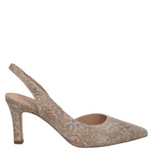 leren slingback pumps met slangenprint beige/bruin