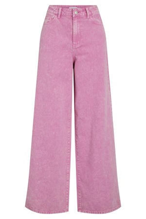 high waist wide leg jeans roze