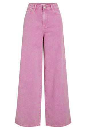 high waist wide leg jeans roze