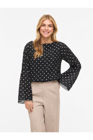 blousetop met stippen zwart