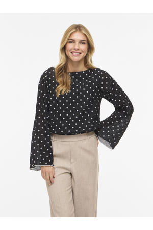 blousetop met stippen zwart