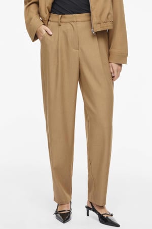 Tapered high waist casual broek lichtbruin