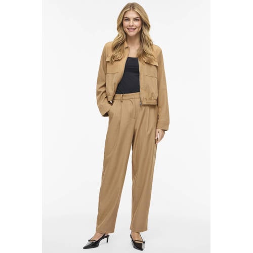 VILA Tapered high waist casual broek lichtbruin afbeelding