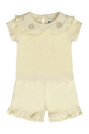 T-shirt + korte broek beige