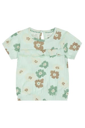 gebloemde T-shirt lichtgroen