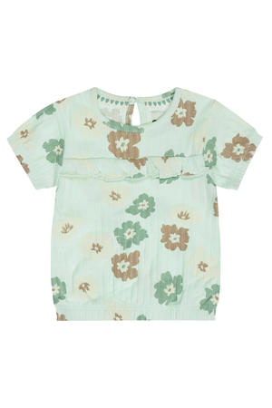 gebloemde T-shirt lichtgroen