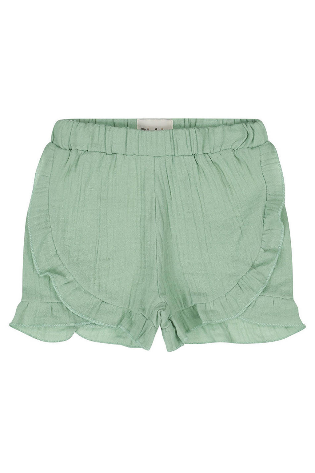 Groene meisjes Dirkje casual short van katoen met regular waist, elastische tailleband en effen
