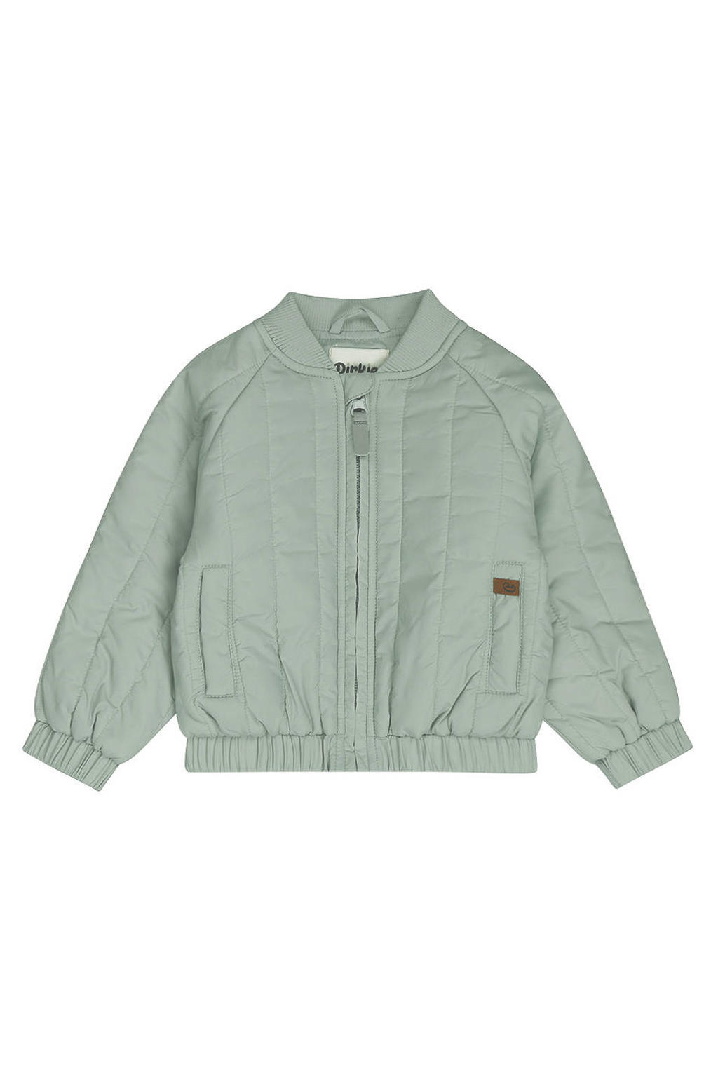 Groene jongens Dirkje gewatteerde jas van polyamide met effen, lange mouwen, ritssluiting en quilted
