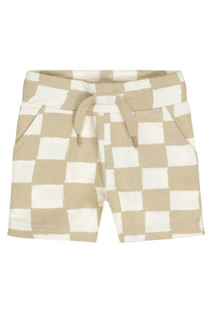 loose geruite sweatshort beige