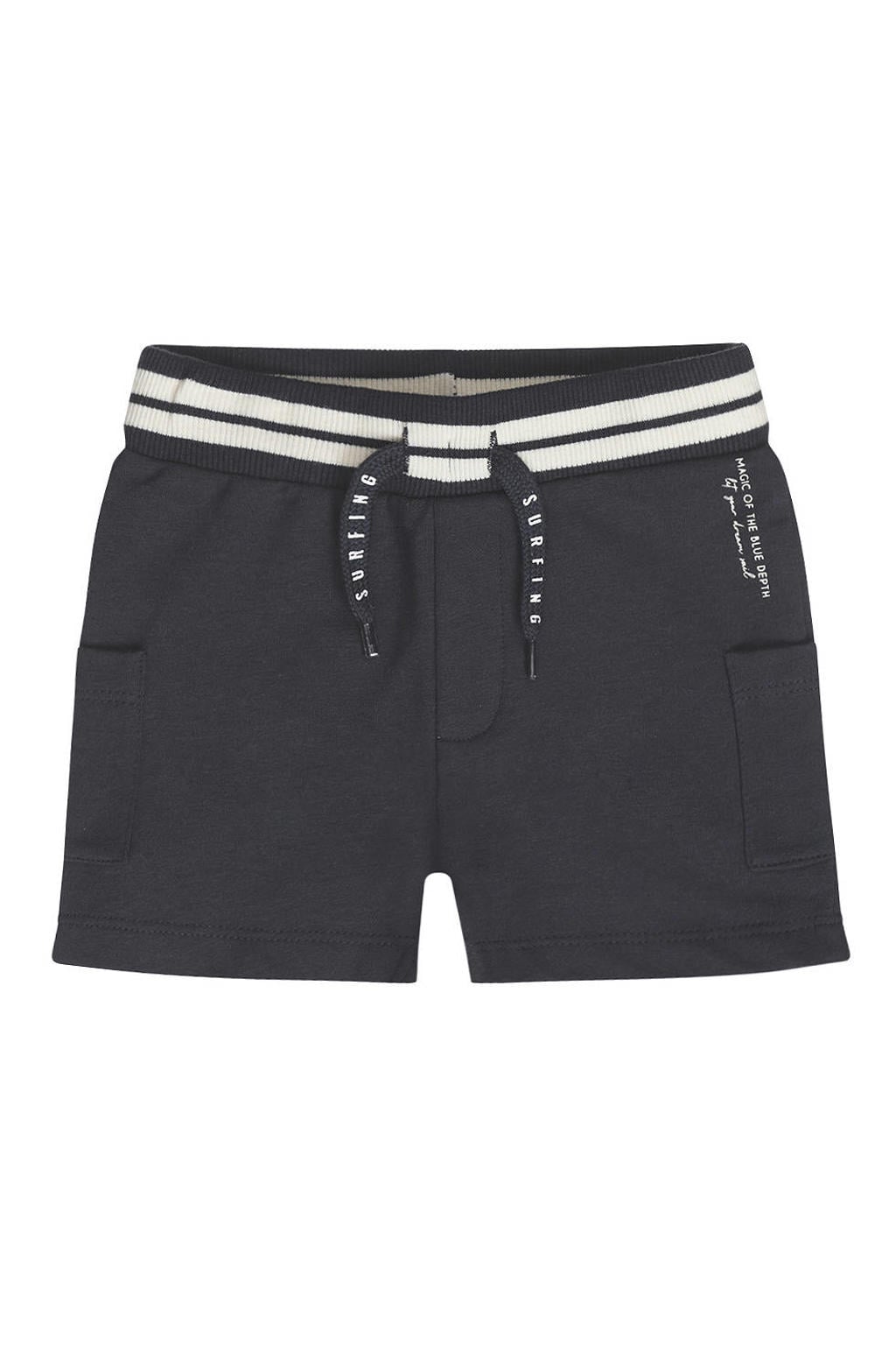 Donkerblauwe jongens Dirkje regular sweatshort van stretchkatoen met elastische tailleband en effen