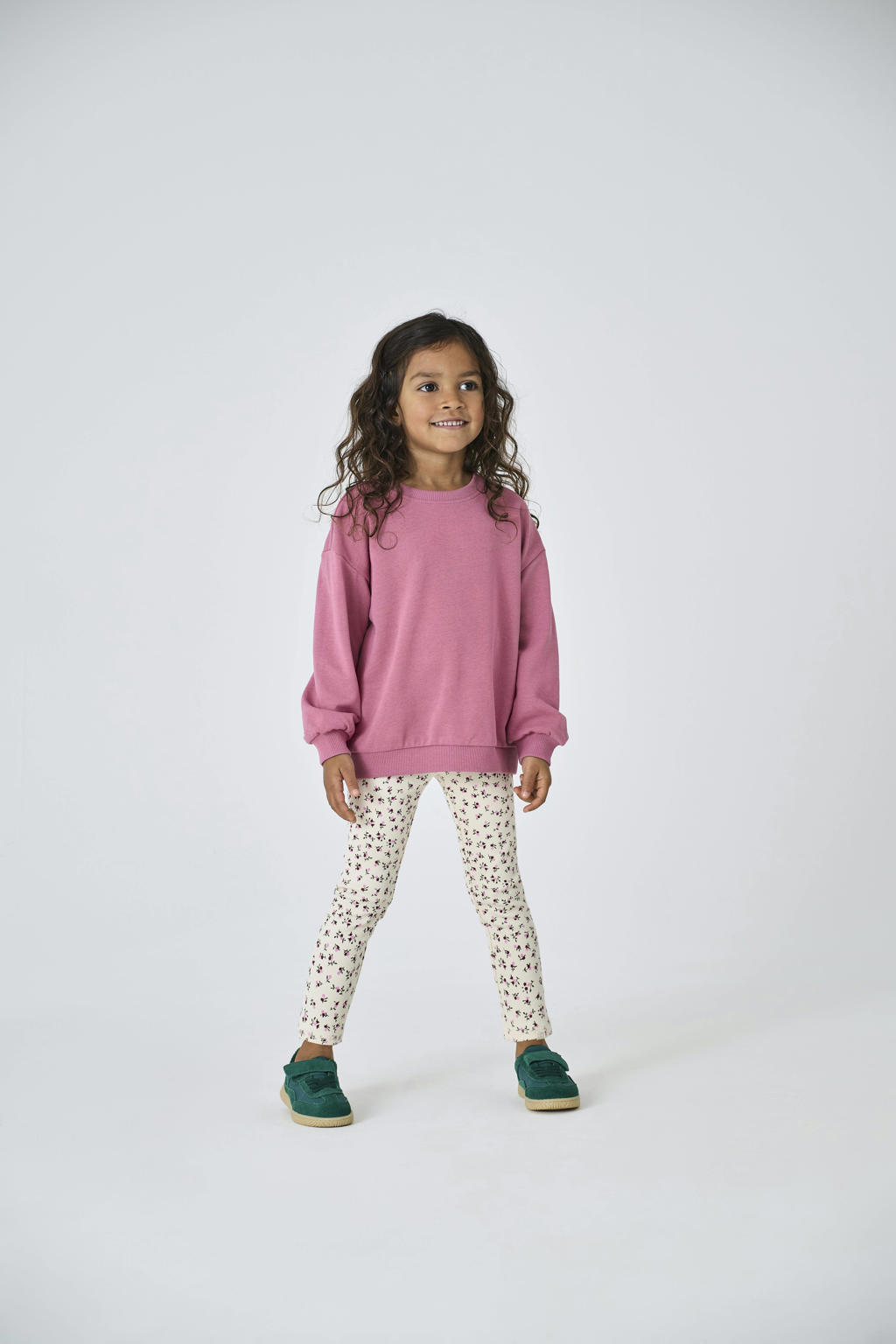 Beige, roze en rode meisjes KIDS ONLY MINI gebloemde legging van stretchkatoen met super skinny fit en elastische tailleband