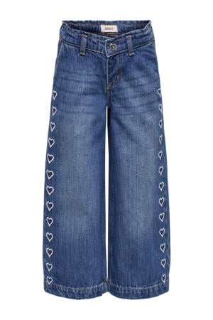 wide leg jeans met hartjes medium blue denim