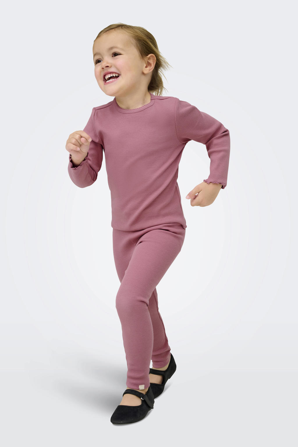 Roze meisjes KIDS ONLY MINI super skinny legging van stretchkatoen met elastische tailleband en effen