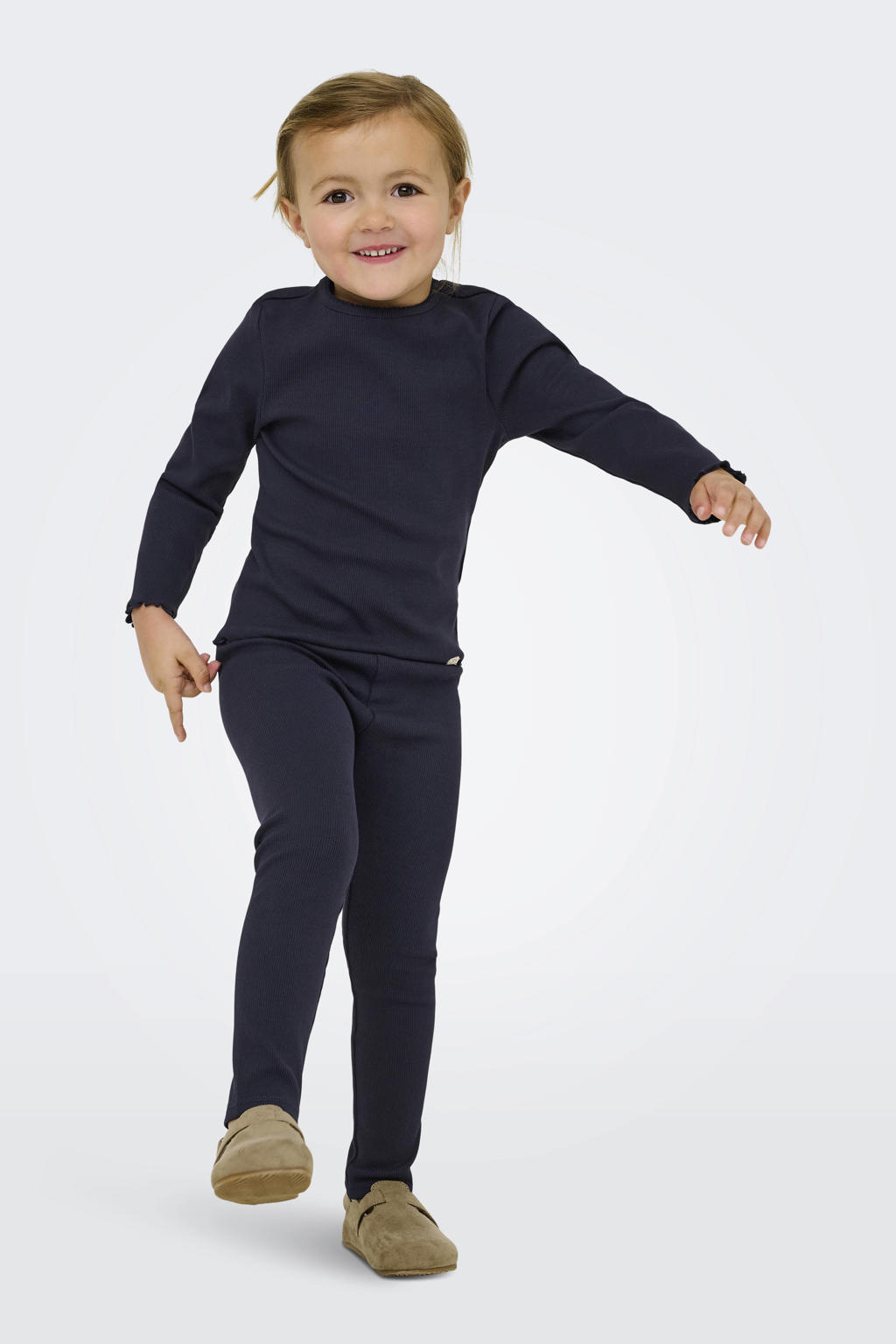 Donkerblauwe meisjes KIDS ONLY MINI super skinny legging van stretchkatoen met elastische tailleband en effen