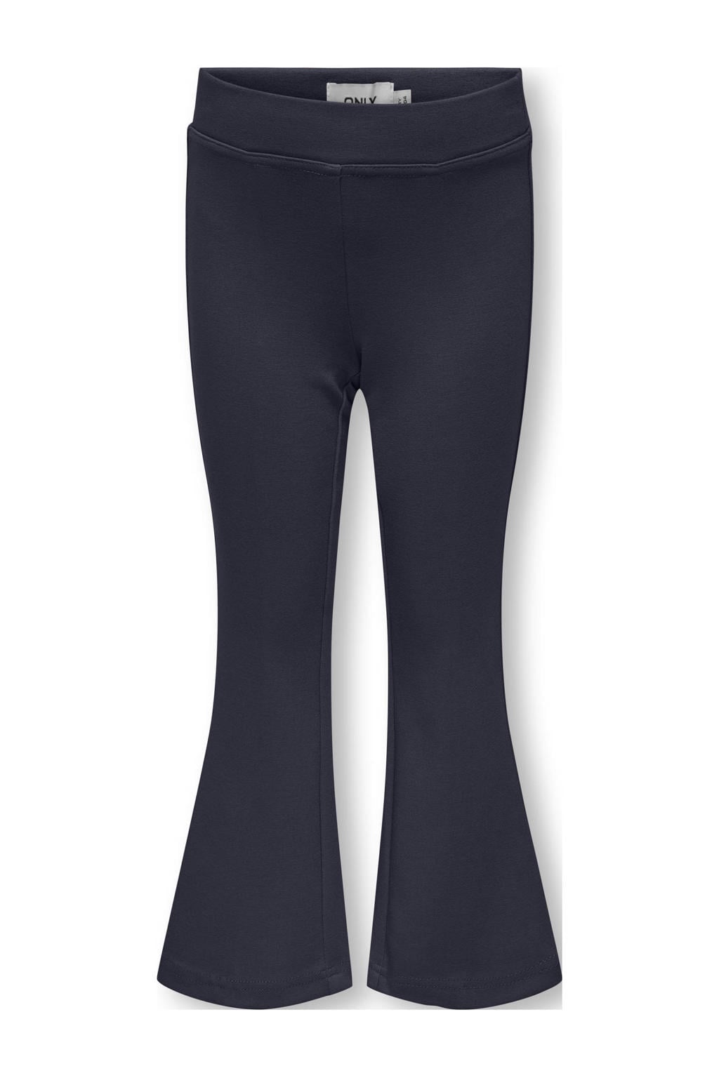 Donkerblauwe meisjes KIDS ONLY MINI flared casual broek van viscose met elastische tailleband en effen