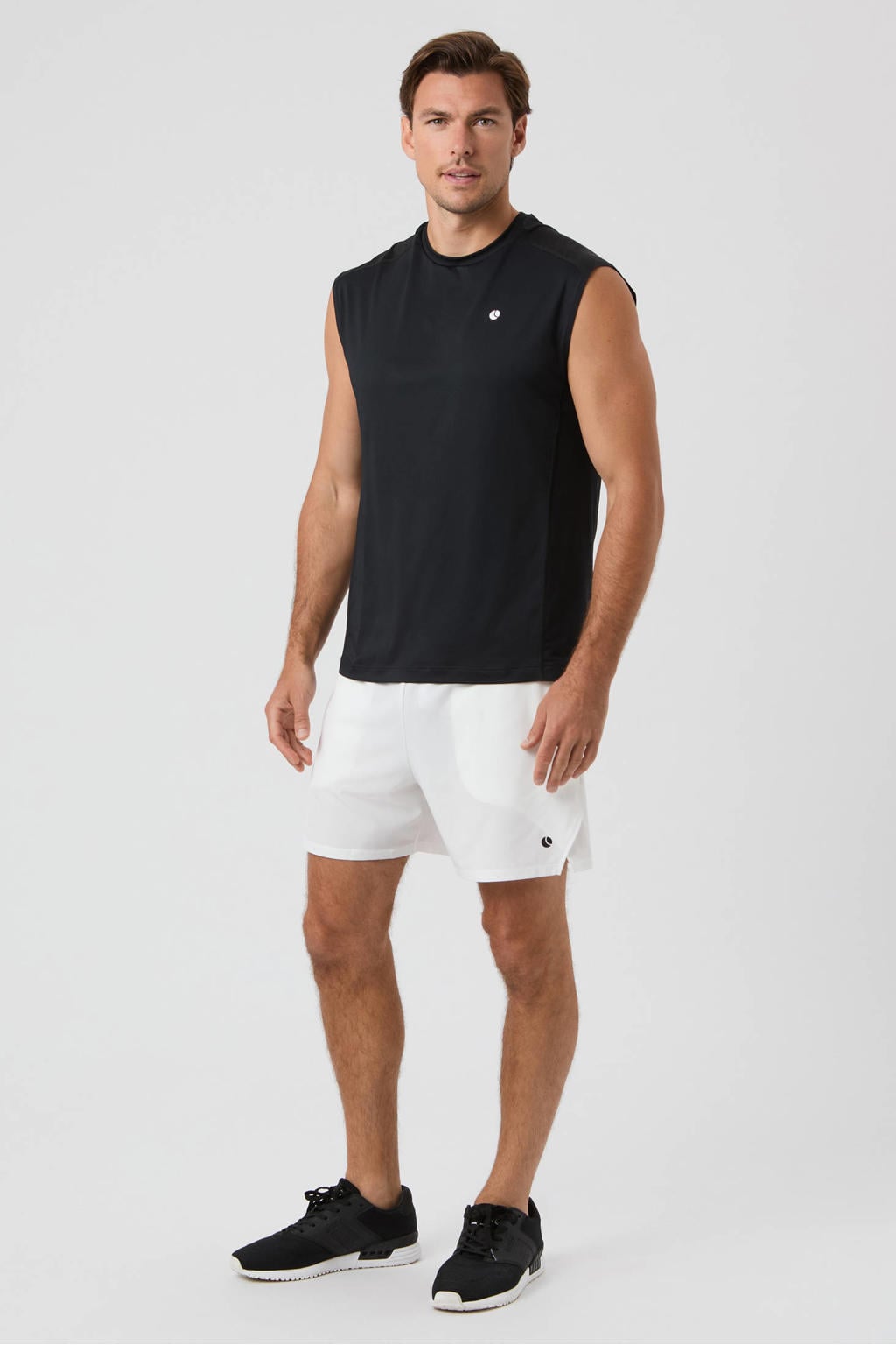 Zwarte heren Björn Borg sportsinglet Ace van polyester met effen en ronde hals