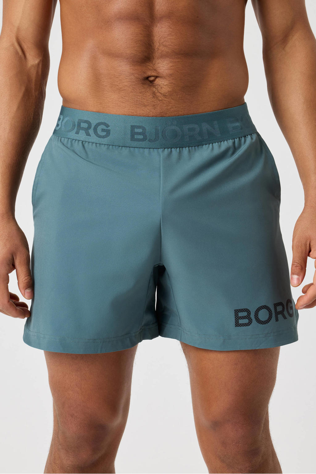 Olijfgroene heren Björn Borg sportshort van polyester met regular fit, regular waist, elastische tailleband met koord en effen