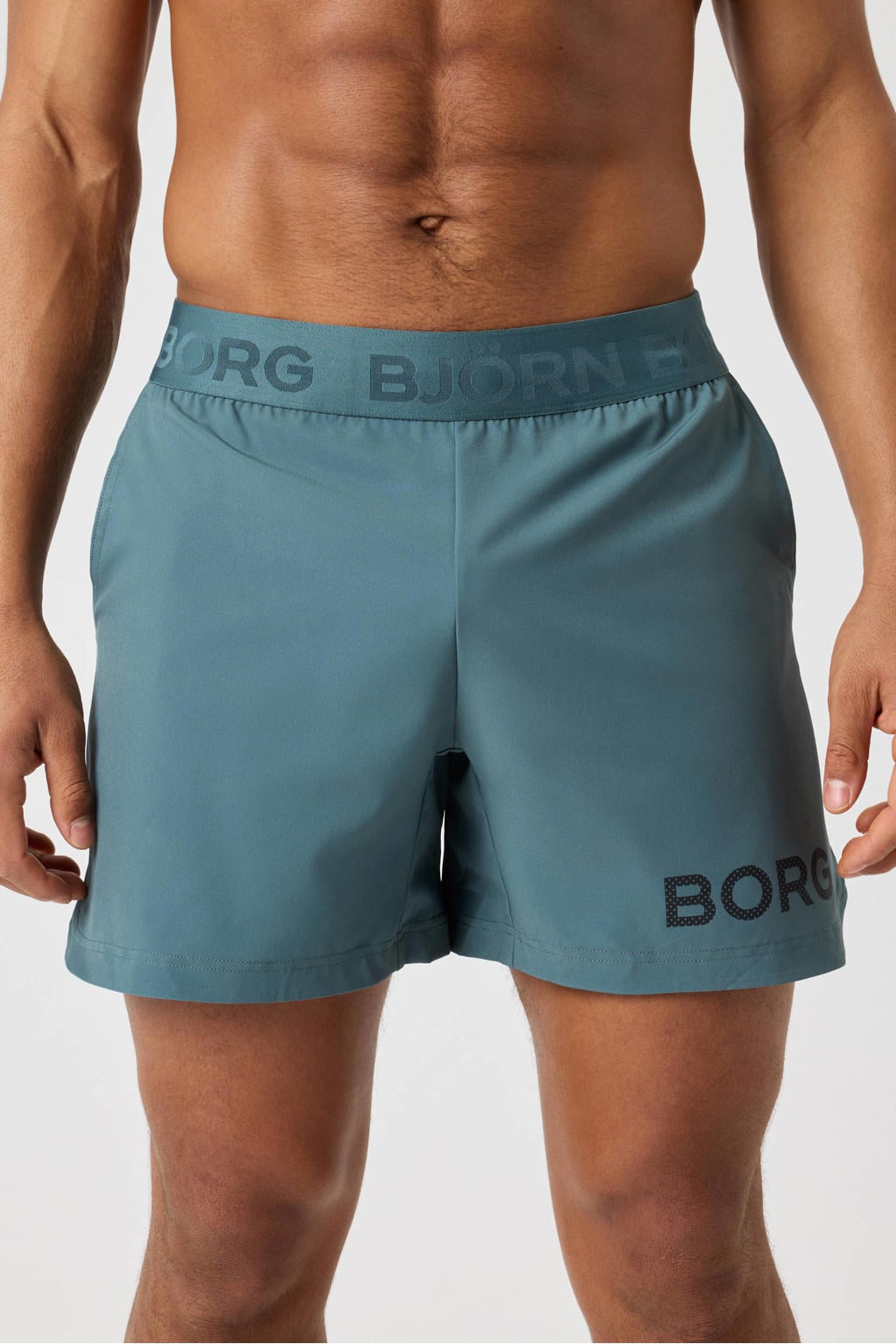 Olijfgroene heren Björn Borg sportshort van polyester met regular fit, regular waist, elastische tailleband met koord en effen