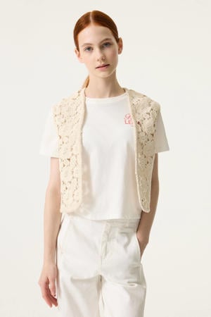 gilet ecru gehaakt