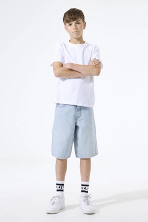 baggy regular waist short light blue denim