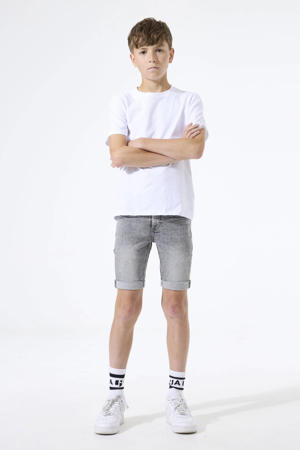slim regular waist short grey denim