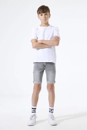 slim regular waist short grey denim