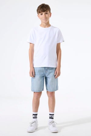straight regular waist short light blue denim