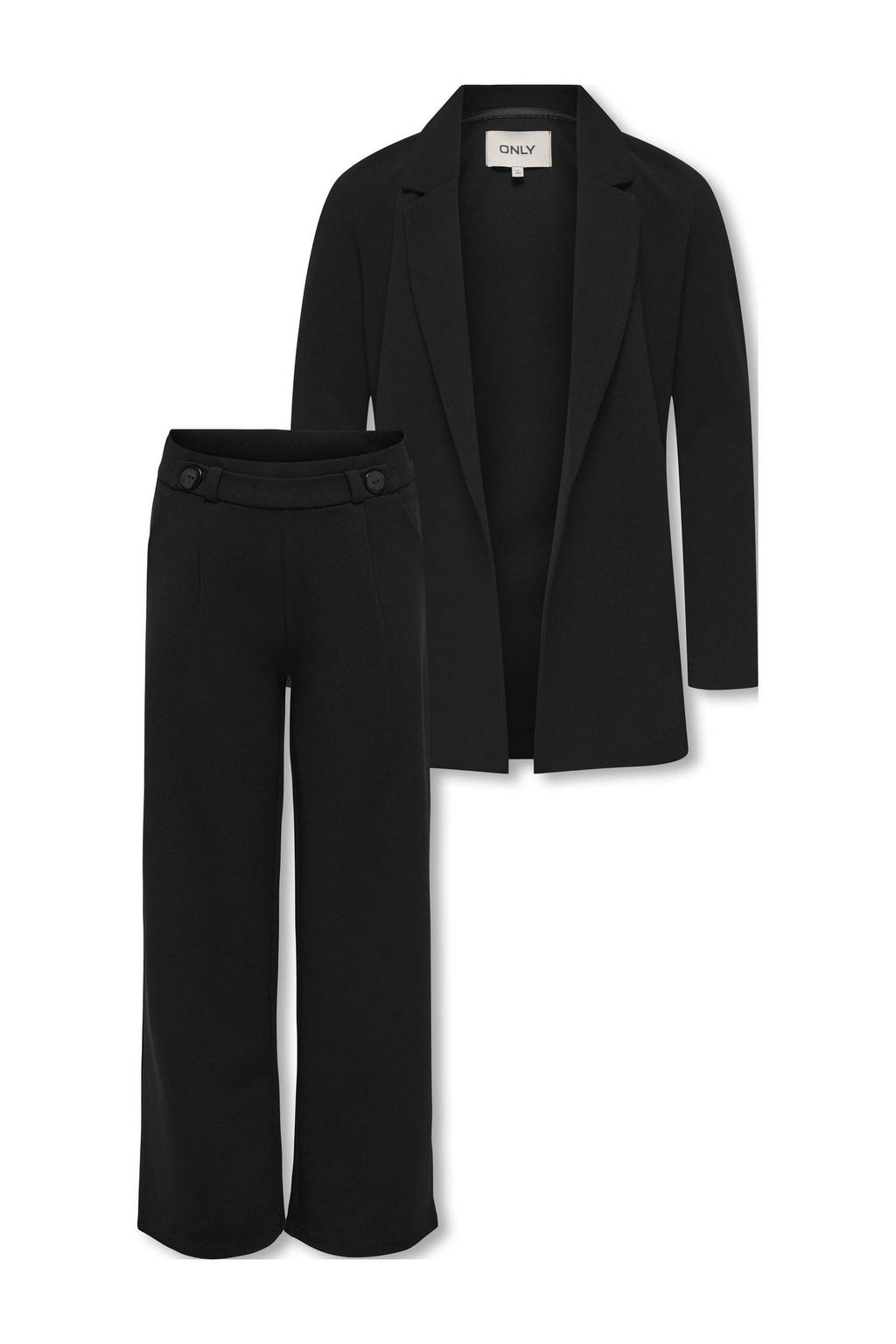 Zwarte meisjes KIDS ONLY GIRL blazer broek van polyester met wijde pijpen, elastische tailleband en effen