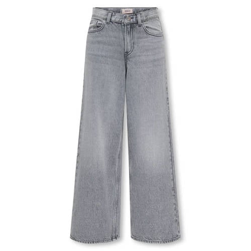 KIDS ONLY GIRL high waist wide leg jeans grey denim afbeelding