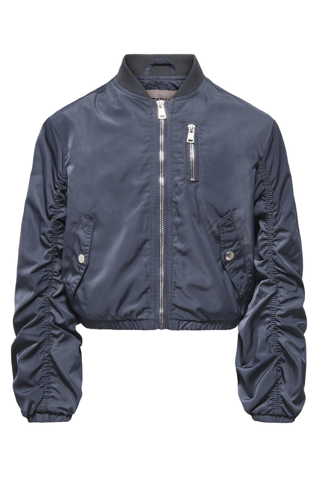 Blauwe meisjes KIDS ONLY GIRL bomberjack van polyester met effen, lange mouwen, ronde hals en ritssluiting