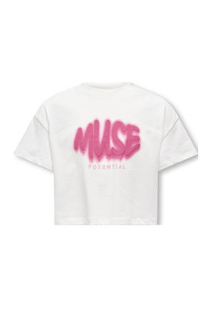T-shirt wit/roze