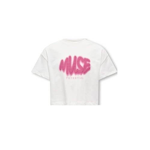 KIDS ONLY GIRL T-shirt wit/roze afbeelding