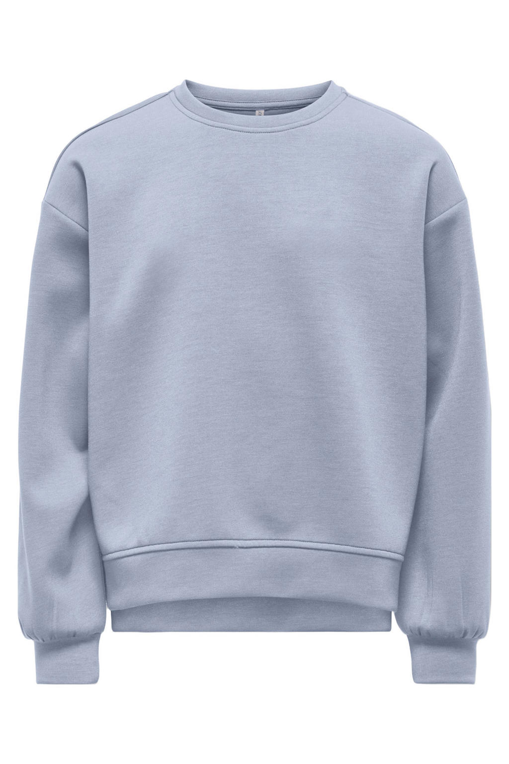 Lichtblauwe meisjes KIDS ONLY GIRL sweater met effen, lange mouwen, ronde hals en geribde boorden