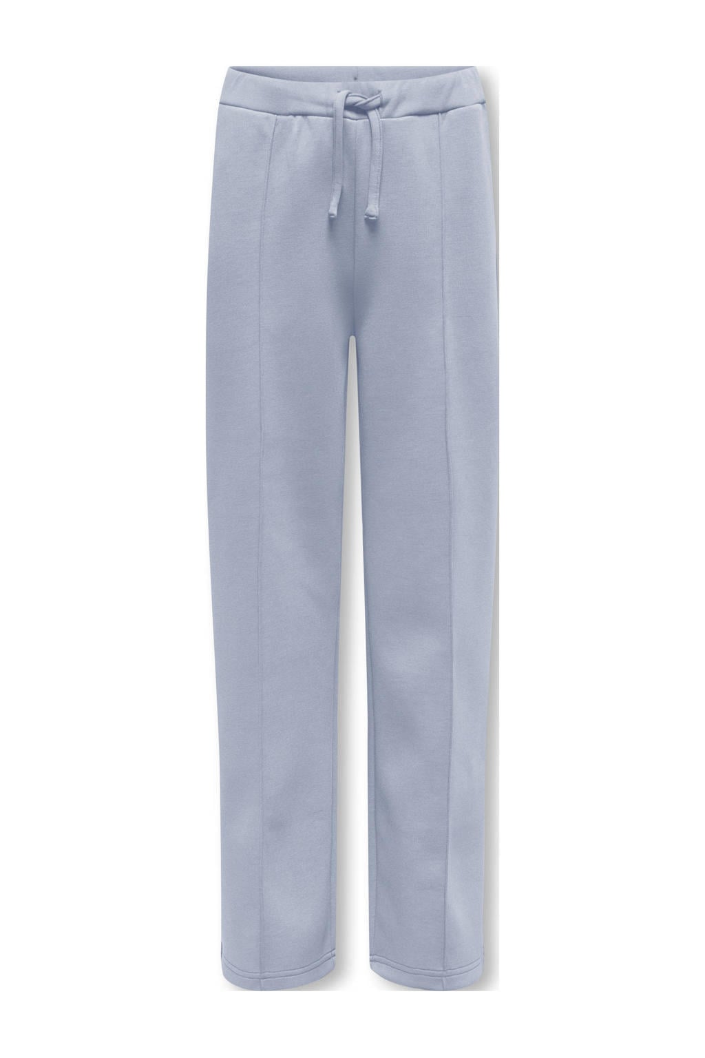 Lichtblauwe meisjes KIDS ONLY GIRL wide leg casual broek van sweat materiaal met elastische tailleband met koord en effen
