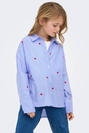 gestreepte blouse met hartjes lichtblauw