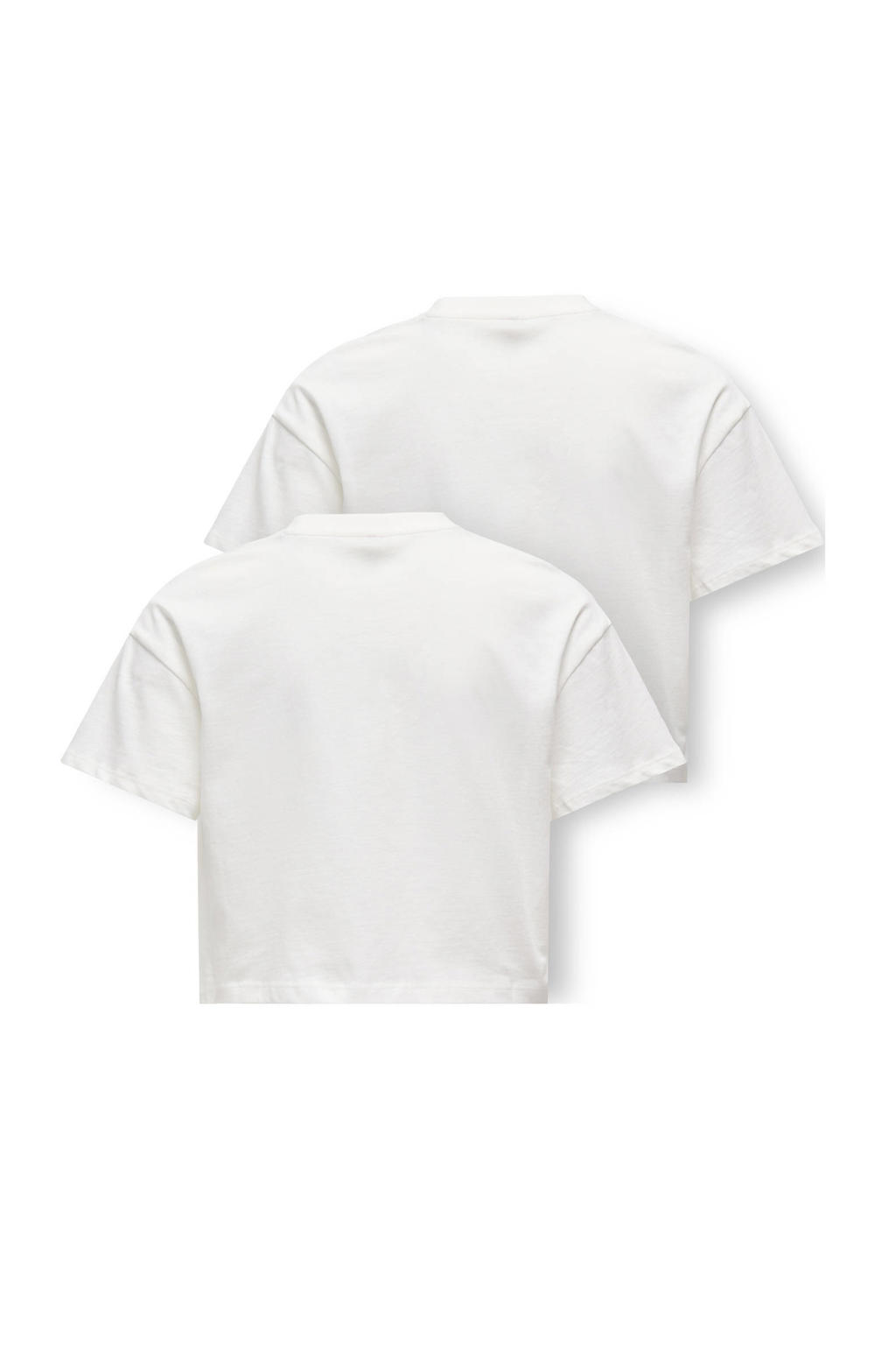 Set van 2 wit, blauw en rode meisjes KIDS ONLY GIRL T-shirt van katoen met printopdruk, korte mouwen en ronde hals